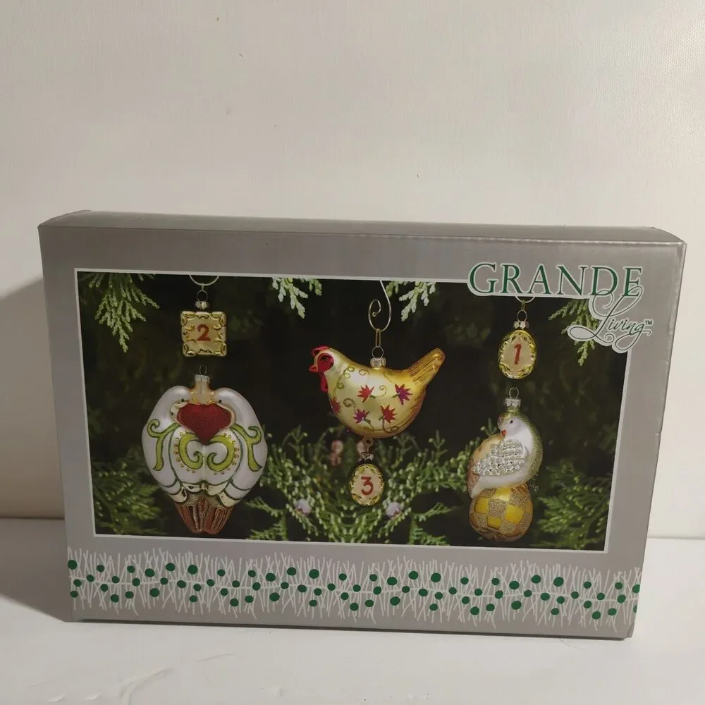 Grande Living 12 Days of Christmas GlassTree Ornament s 1,2,3 Set  Dillard's